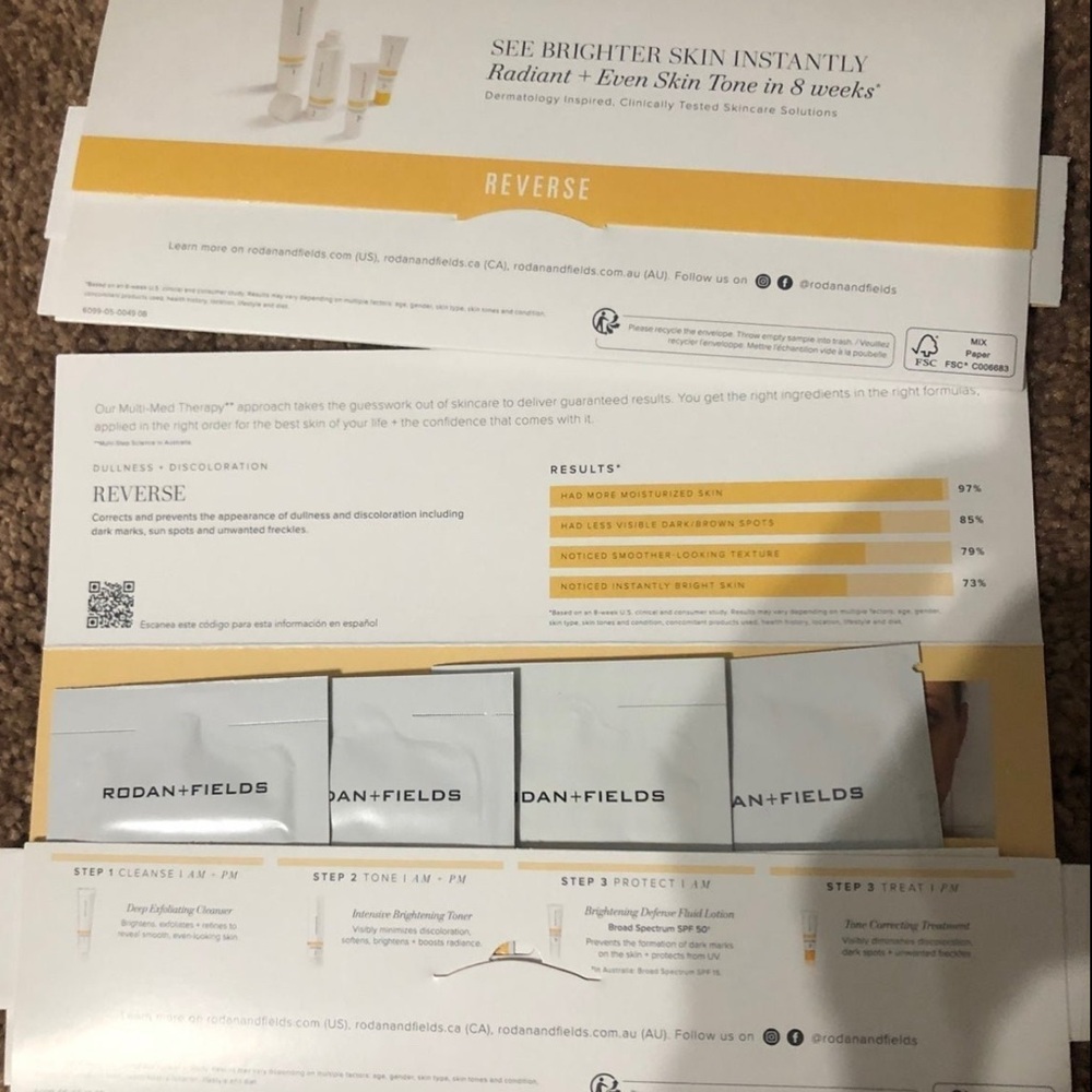 36 Single-Use Rodan+Fields “Reverse” Regimen Samples. For Discoloration. - Picture 2 of 5